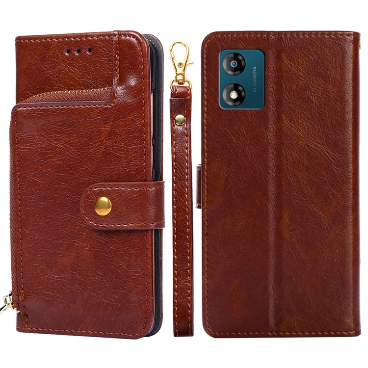For Motorola Moto E13 4G Zipper Bag Leather Phone Case