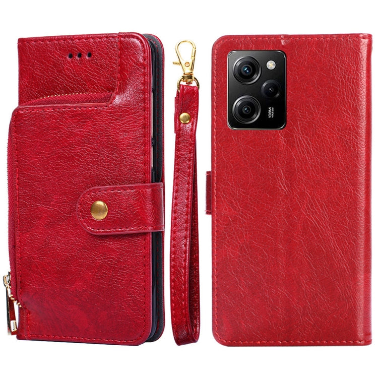 For Xiaomi Poco X5 Pro / Redmi Note 12 Pro Speed Zipper Bag Leather Phone Case