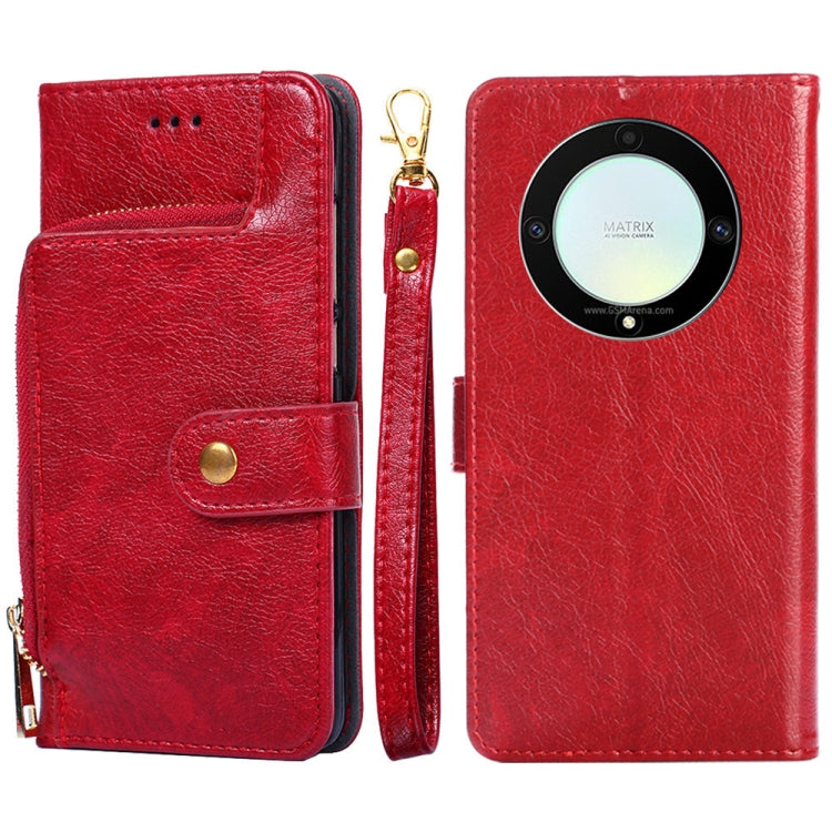 For Honor X9a 5G Zipper Bag Leather Phone Case