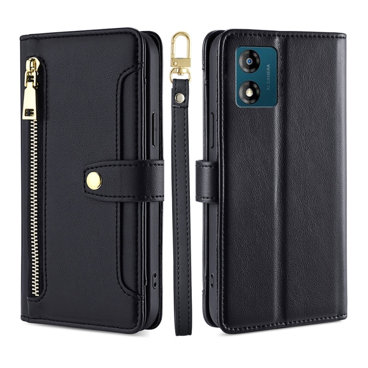 For Motorola Moto E13 4G Sheep Texture Cross-body Zipper Wallet Leather Phone Case