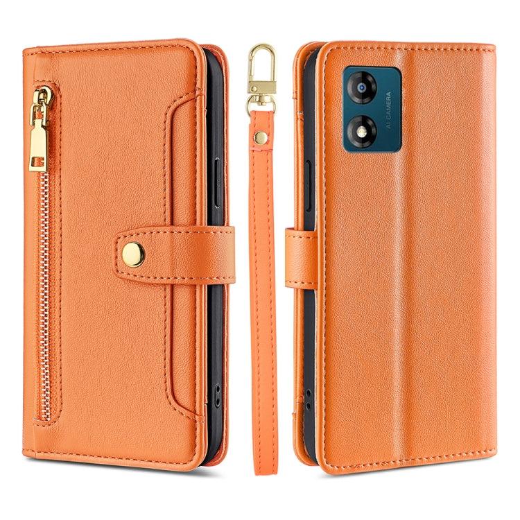For Motorola Moto E13 4G Sheep Texture Cross-body Zipper Wallet Leather Phone Case