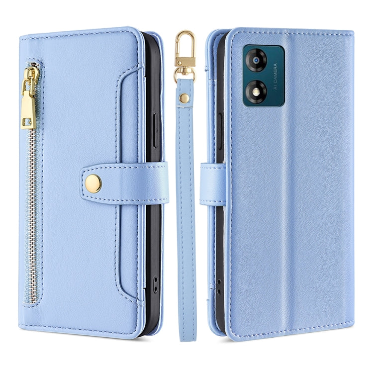 For Motorola Moto E13 4G Sheep Texture Cross-body Zipper Wallet Leather Phone Case