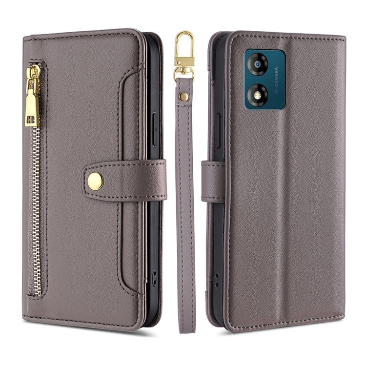 For Motorola Moto E13 4G Sheep Texture Cross-body Zipper Wallet Leather Phone Case
