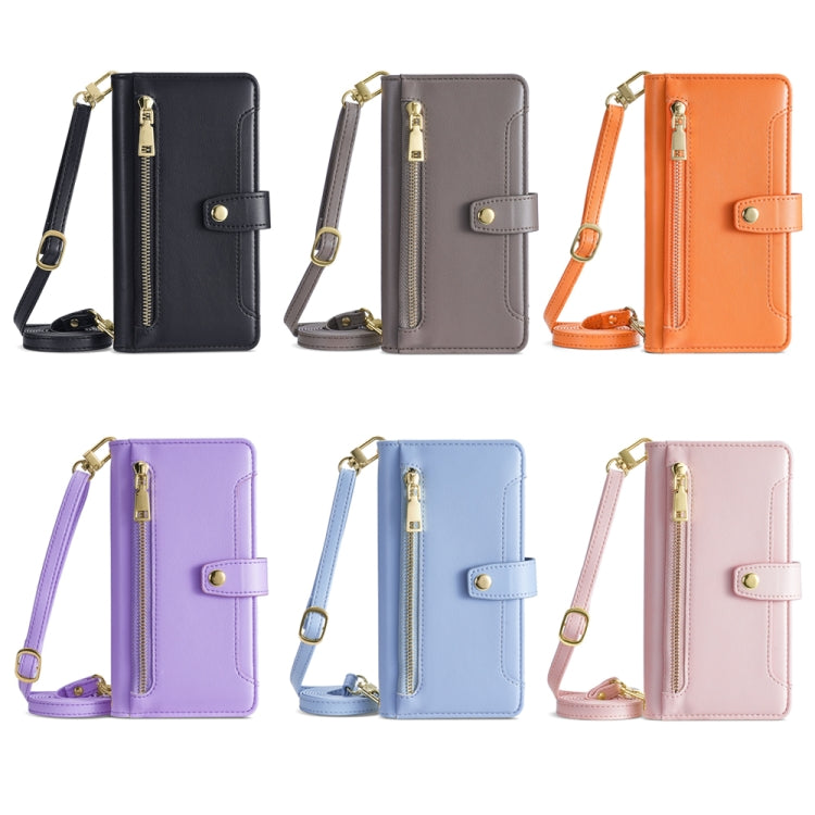 For Motorola Moto E13 4G Sheep Texture Cross-body Zipper Wallet Leather Phone Case