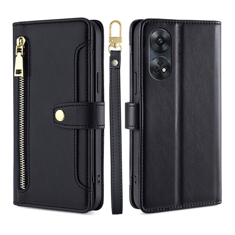 For OPPO Reno8 T 4G Sheep Texture Cross-body Zipper Wallet Leather Phone Case