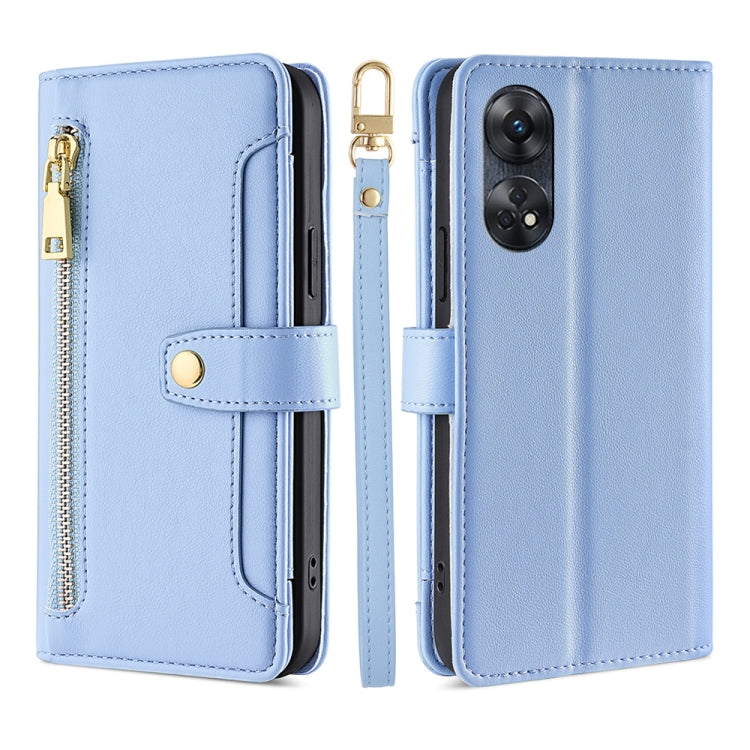 For OPPO Reno8 T 4G Sheep Texture Cross-body Zipper Wallet Leather Phone Case