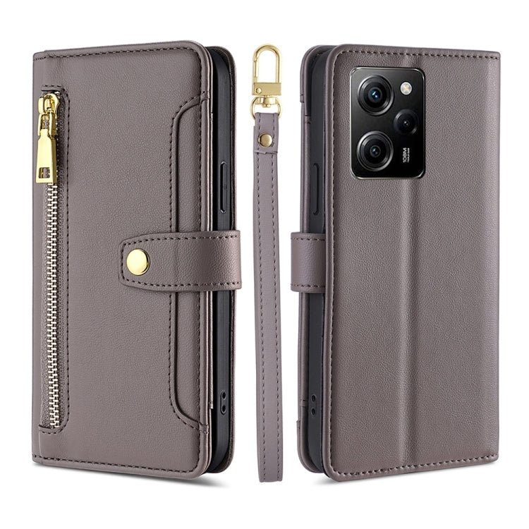 For Xiaomi Poco X5 Pro / Redmi Note 12 Pro Speed Sheep Texture Cross-body Zipper Wallet Leather Phone Case