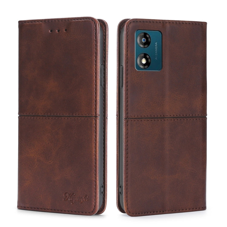 For Motorola Moto E13 4G Cow Texture Magnetic Horizontal Flip Leather Phone Case