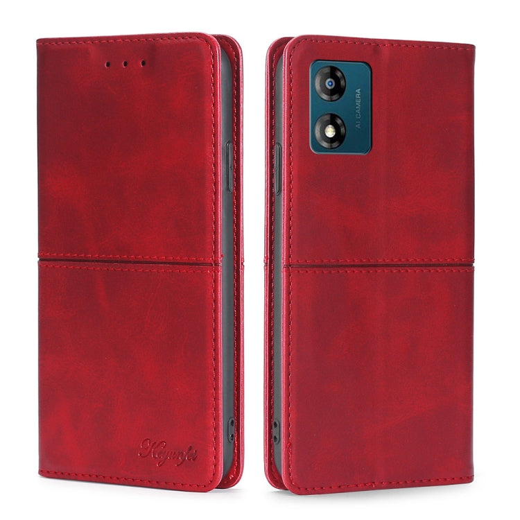 For Motorola Moto E13 4G Cow Texture Magnetic Horizontal Flip Leather Phone Case