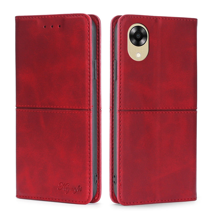 For OPPO A17k Cow Texture Magnetic Horizontal Flip Leather Phone Case