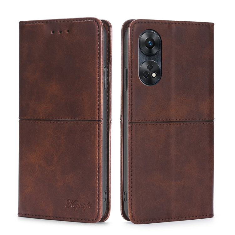 For OPPO Reno8 T 4G Cow Texture Magnetic Horizontal Flip Leather Phone Case