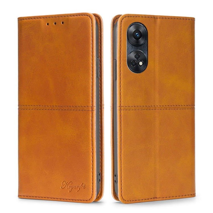 For OPPO Reno8 T 4G Cow Texture Magnetic Horizontal Flip Leather Phone Case