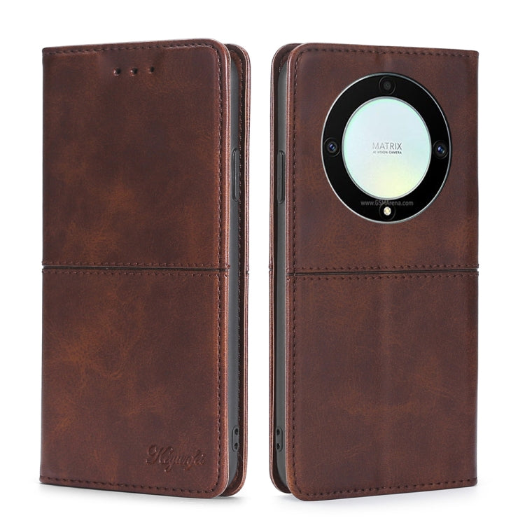 For Honor X9a 5G Cow Texture Magnetic Horizontal Flip Leather Phone Case