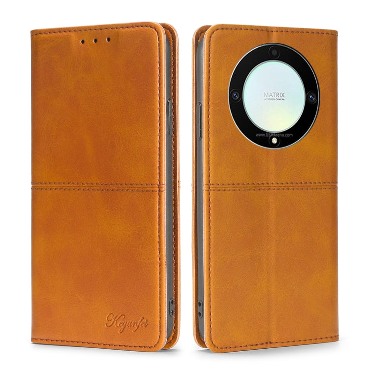 For Honor X9a 5G Cow Texture Magnetic Horizontal Flip Leather Phone Case