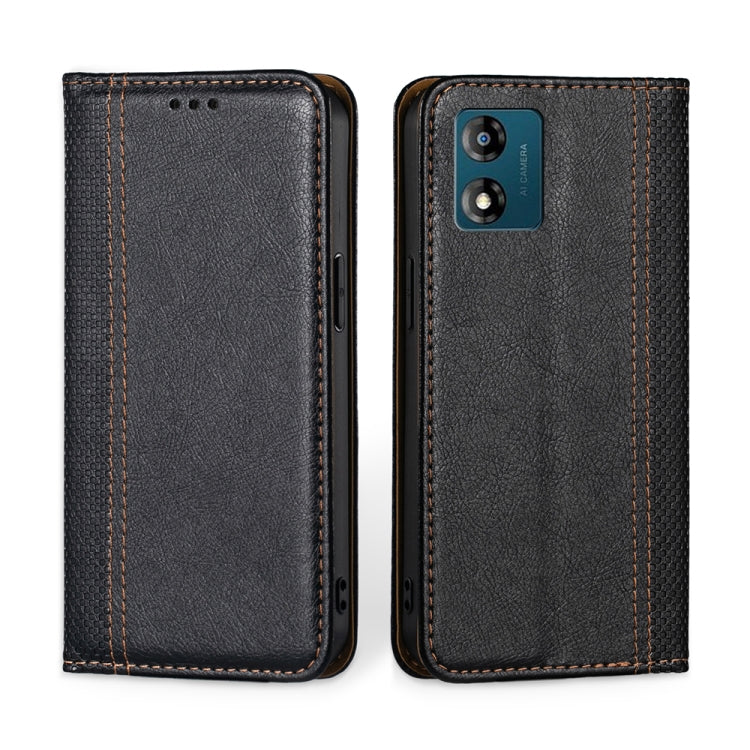 For Motorola Moto E13 4G Grid Texture Magnetic Flip Leather Phone Case