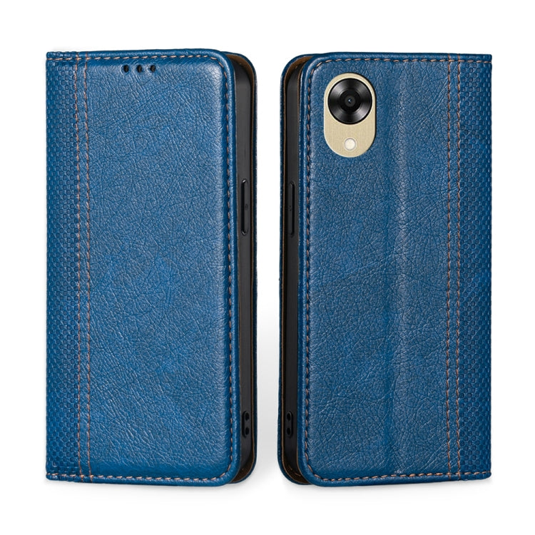 For OPPO A17k Grid Texture Magnetic Flip Leather Phone Case