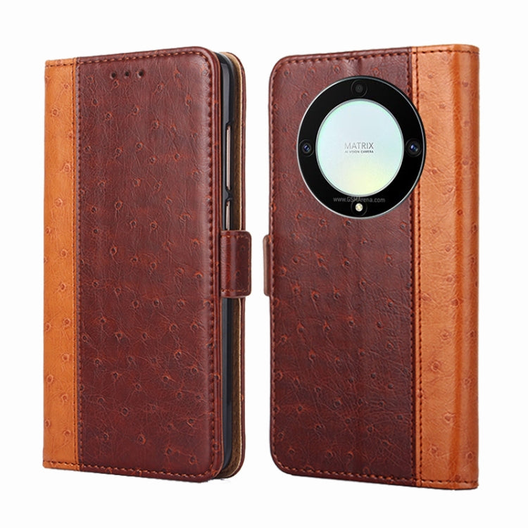 For Honor X9a 5G Ostrich Texture Flip Leather Phone Case