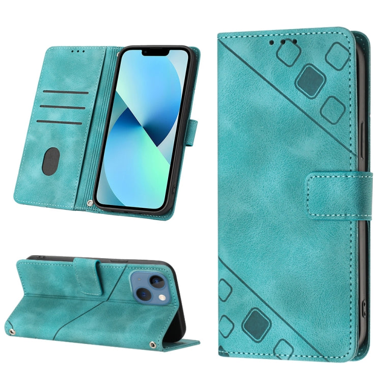For iPhone 14 Skin-feel Embossed Leather Phone Case