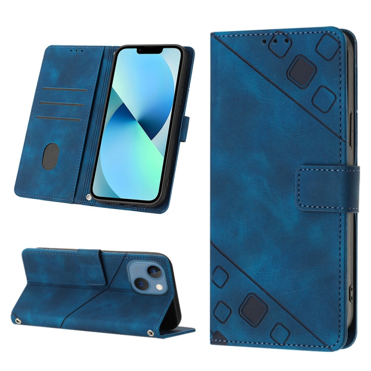 For iPhone 14 Skin-feel Embossed Leather Phone Case