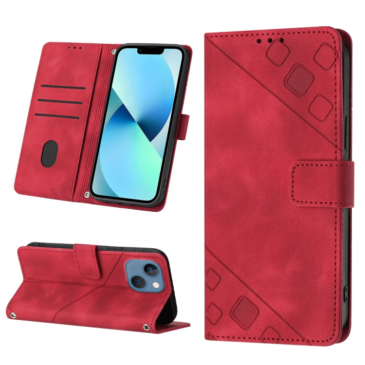 For iPhone 14 Skin-feel Embossed Leather Phone Case