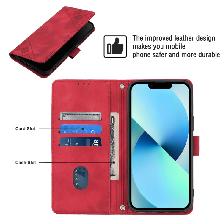 For iPhone 14 Skin-feel Embossed Leather Phone Case