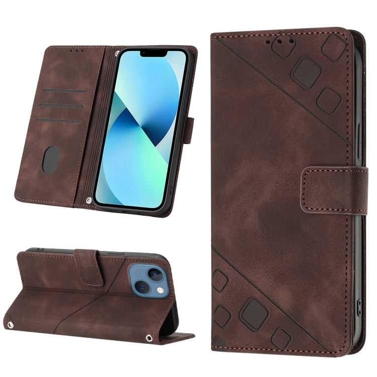 For iPhone 14 Skin-feel Embossed Leather Phone Case
