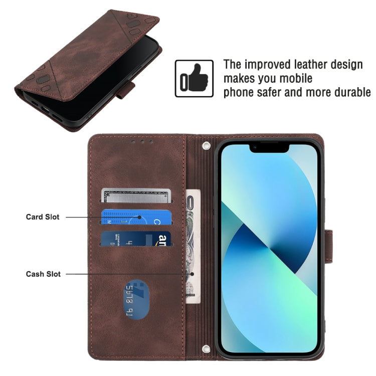 For iPhone 14 Skin-feel Embossed Leather Phone Case