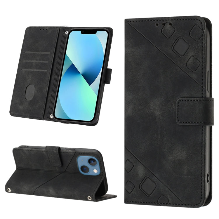 For iPhone 14 Skin-feel Embossed Leather Phone Case