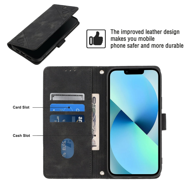 For iPhone 14 Skin-feel Embossed Leather Phone Case