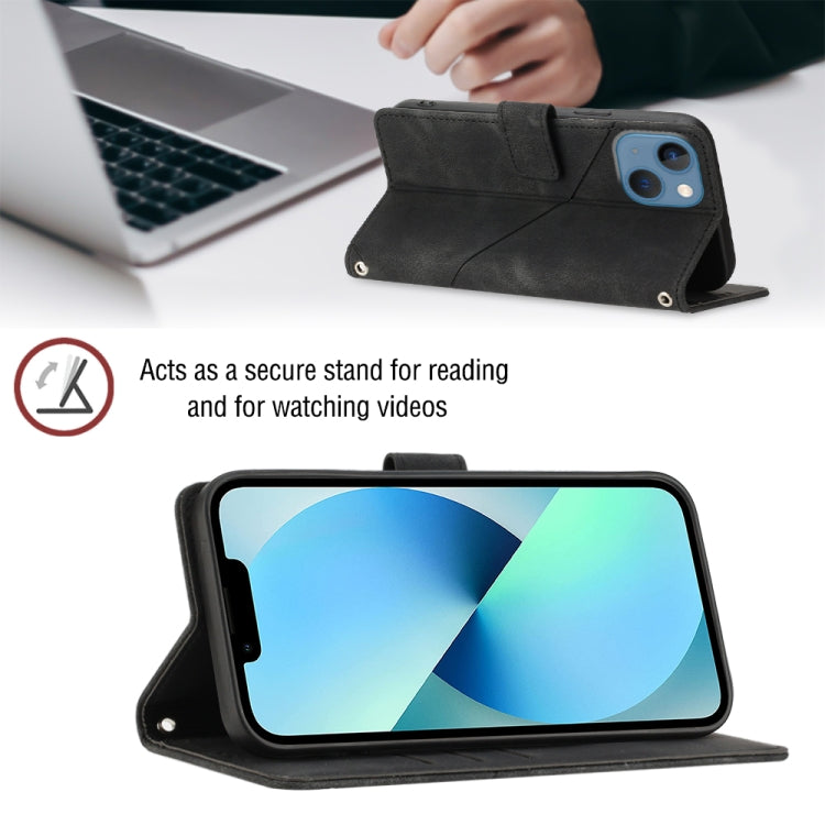 For iPhone 14 Skin-feel Embossed Leather Phone Case