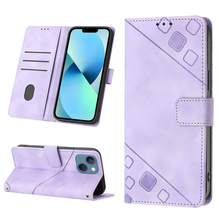 For iPhone 14 Plus Skin-feel Embossed Leather Phone Case
