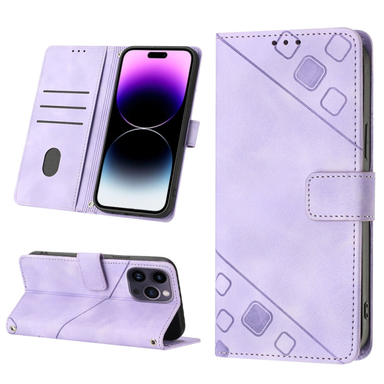For iPhone 14 Pro Skin-feel Embossed Leather Phone Case