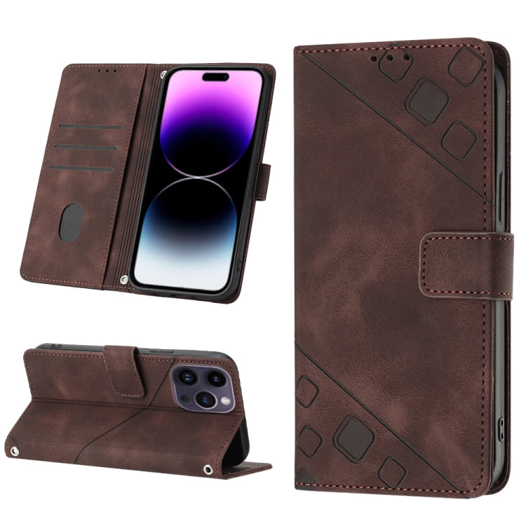 For iPhone 14 Pro Skin-feel Embossed Leather Phone Case