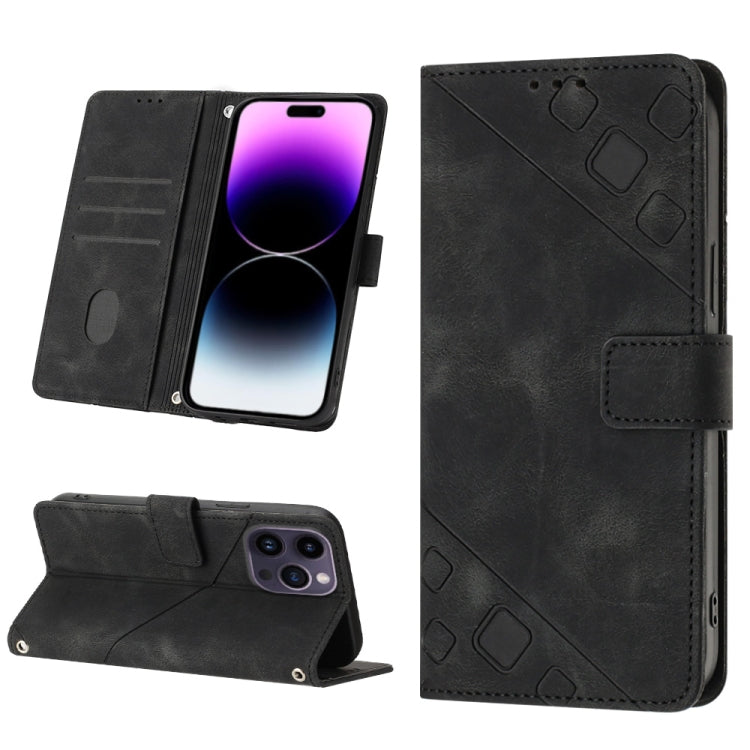For iPhone 14 Pro Skin-feel Embossed Leather Phone Case