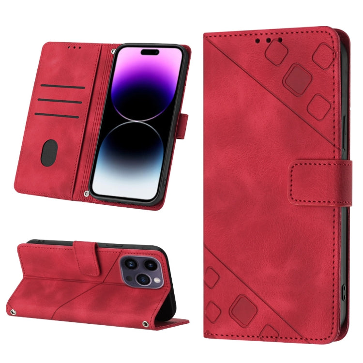 For iPhone 14 Pro Max Skin-feel Embossed Leather Phone Case