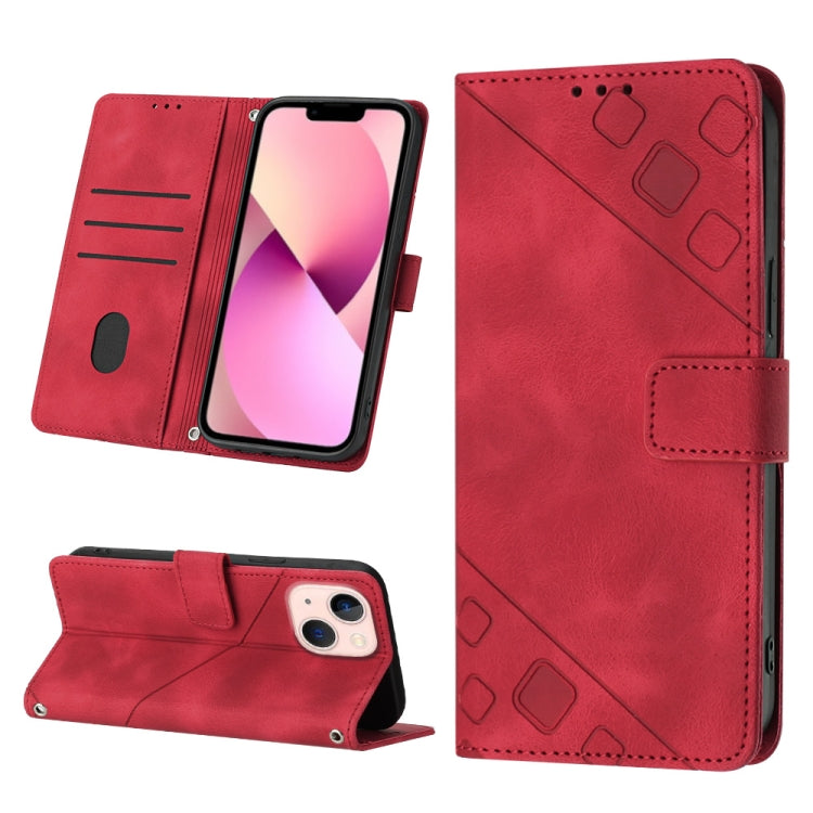 For iPhone 13 mini Skin-feel Embossed Leather Phone Case