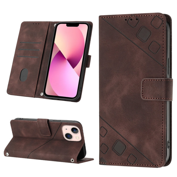 For iPhone 13 mini Skin-feel Embossed Leather Phone Case