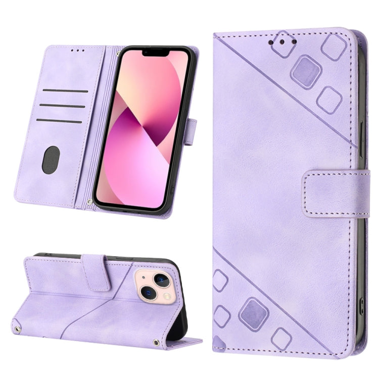 For iPhone 13 Skin-feel Embossed Leather Phone Case