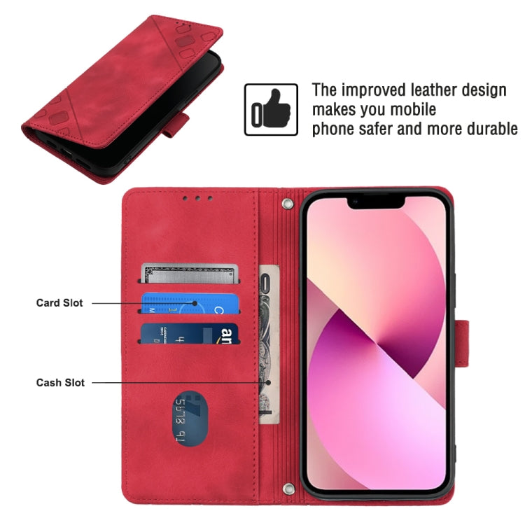 For iPhone 13 Skin-feel Embossed Leather Phone Case