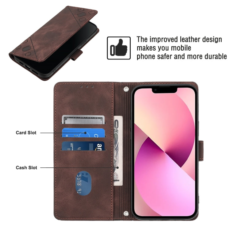 For iPhone 13 Skin-feel Embossed Leather Phone Case