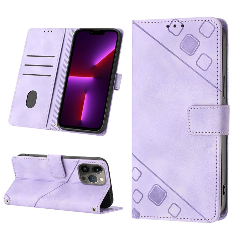 For iPhone 13 Pro Skin-feel Embossed Leather Phone Case