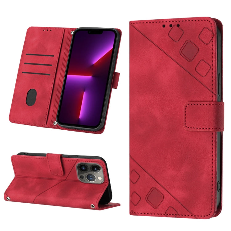 For iPhone 13 Pro Skin-feel Embossed Leather Phone Case