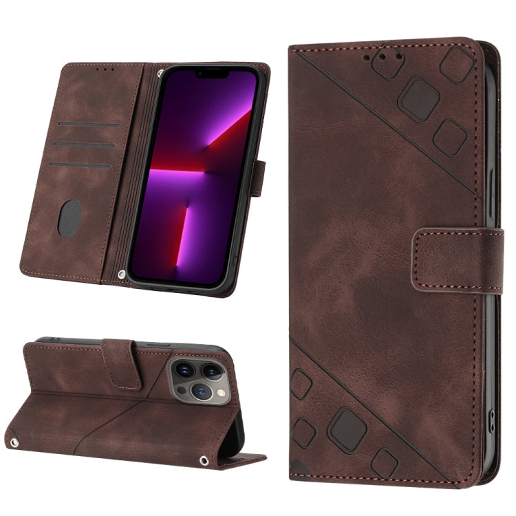 For iPhone 13 Pro Skin-feel Embossed Leather Phone Case