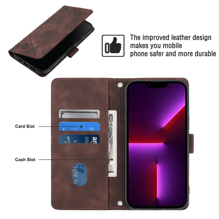 For iPhone 13 Pro Skin-feel Embossed Leather Phone Case