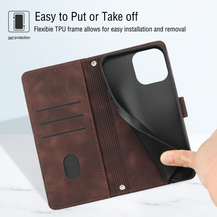 For iPhone 13 Pro Max Skin-feel Embossed Leather Phone Case