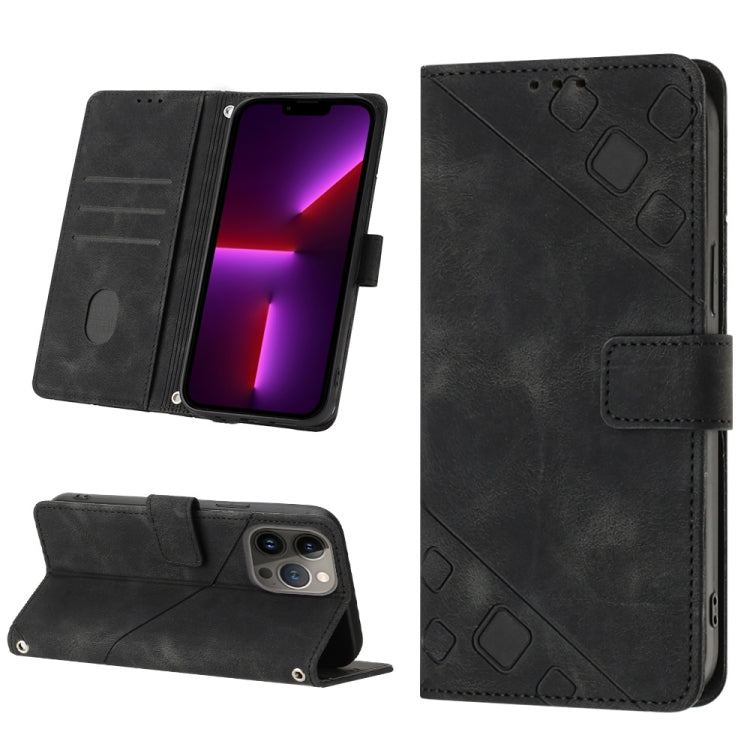 For iPhone 13 Pro Max Skin-feel Embossed Leather Phone Case