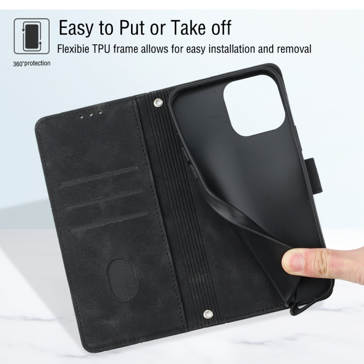 For iPhone 13 Pro Max Skin-feel Embossed Leather Phone Case