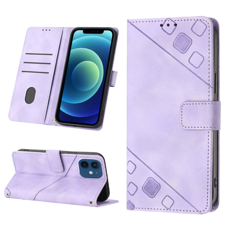 For iPhone 12 / 12 Pro Skin-feel Embossed Leather Phone Case