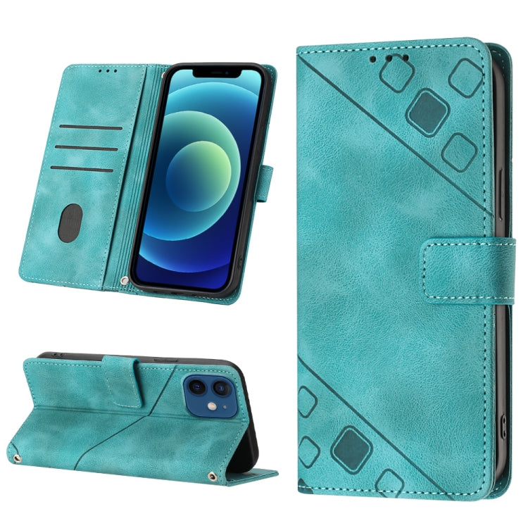 For iPhone 12 / 12 Pro Skin-feel Embossed Leather Phone Case