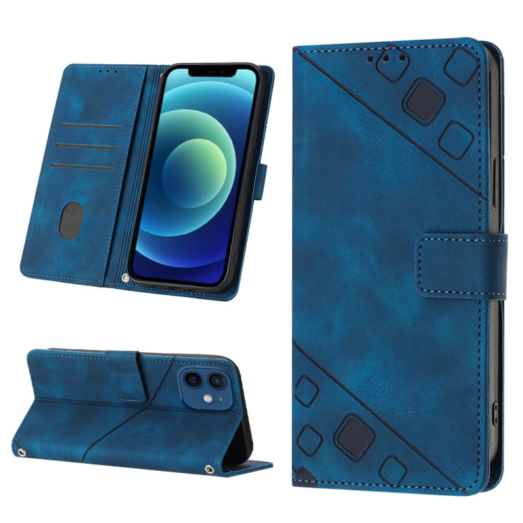 For iPhone 12 / 12 Pro Skin-feel Embossed Leather Phone Case